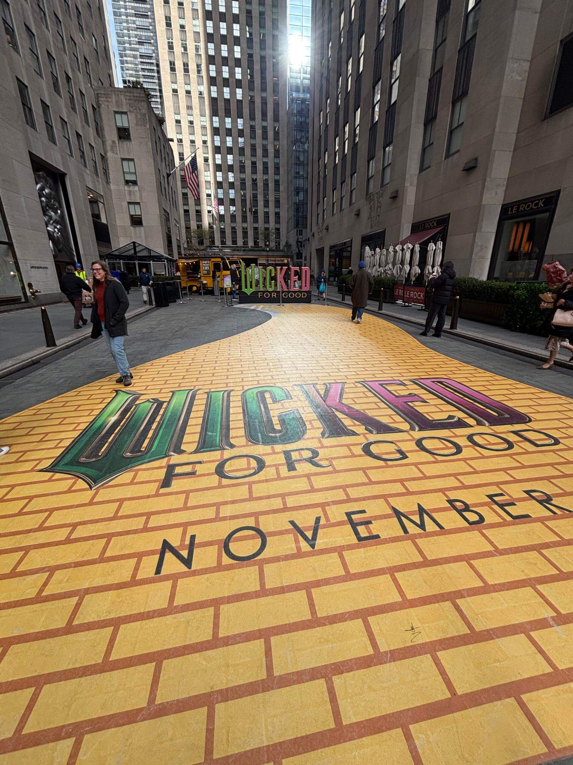 Wicked: For Good Yellow Brick Road on Rockefeller Plaza