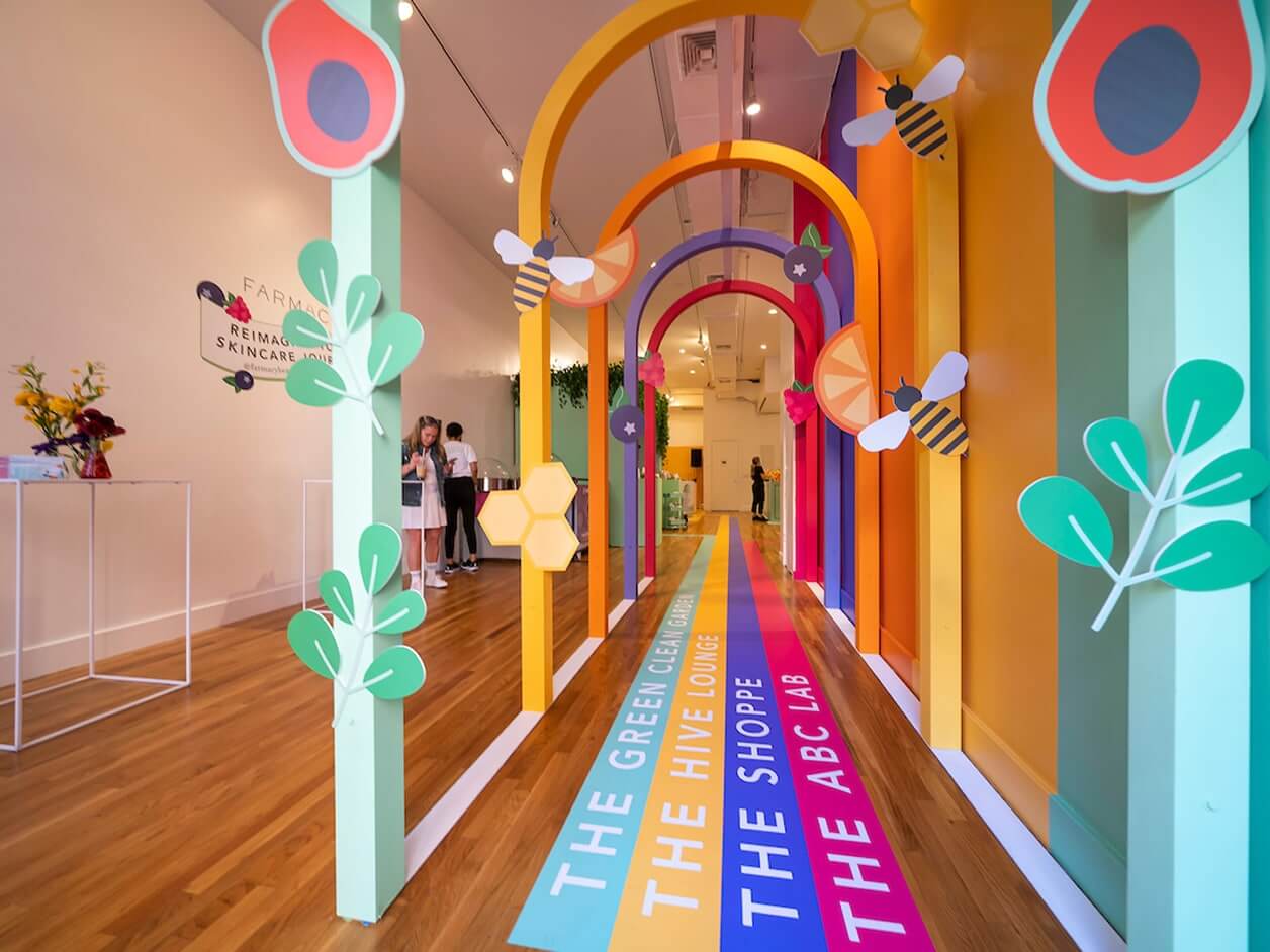 Farmacy retail photo showing environmental design, floor graphics, and more.